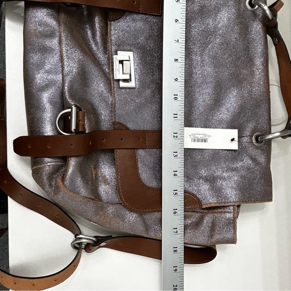 Kenneth Cole Hudson Messenger Bag Leather Brown Sparkle Crossbody NEW With Tags - Picture 12 of 16